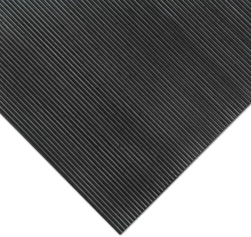 Vista 2 de Rubber-Cal "Fine Rib" alfombra de goma acanalada – 1/8" de espesor x 48" de ancho, rollos de goma gruesa – negro – disponibles en 5 longitudes, Negro