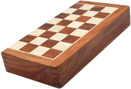 Vista 4 de Juego de mesa 2 en 1 de ajedrez y backgammon, 10.5 x 10.5 x 1 pulgadas, marrón
