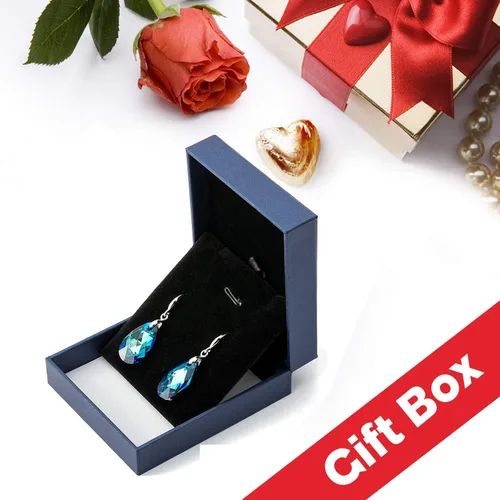 Vista 7 de Aretes de gancho colgantes de lágrima de cristal austriaco para mujer chapados en oro de 14 quilates joyería hipoalergénica Cristal Metal cristal