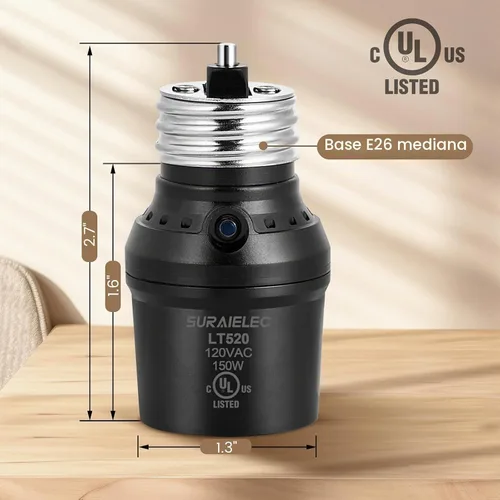 Vista 7 de SURAIELEC Portalámpara con Sensor de Luz, Portalámpara Automática del Atardecer al Amanecer con Rotación del Sensor de 360°, Adaptador de Base