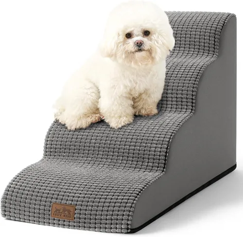 Vista 32 de COZY KISS Escaleras para perros pequeños de 11.8 pulgadas de alto, escalón curvado para cachorros, gatos mayores, rampa mediana para mascotas