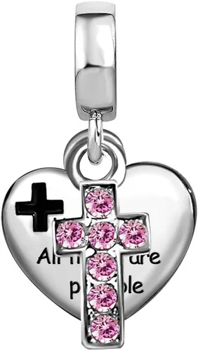 Vista 2 de Dijes de cuentas colgantes de cumpleaños de Dios religioso con cruz para mujer, joyería para pulseras de mamá, esposa, hermana