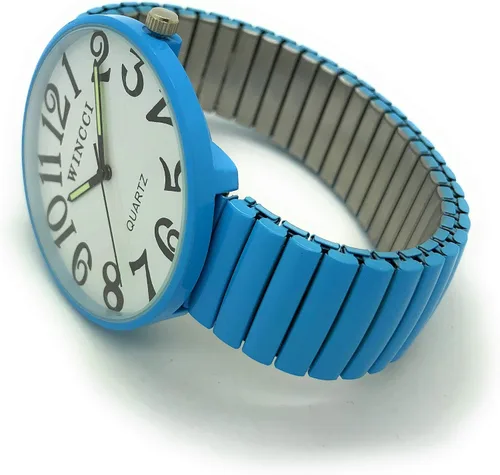 Vista 3 de Reloj de moda con banda elástica para hombres y mujeres con números grandes