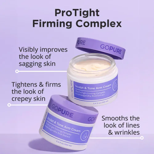 Vista 4 de Crema de Brazo Sculpt & Tone de goPure – Crema Reafirmante y Tensora para los Brazos, Suaviza el Aspecto de las Arrugas, Hidrata en Profundidad