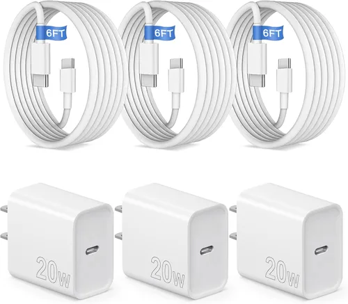 Vista 8 de Cargador USB-C de carga rápida de 20 W para iPhone serie 16/15 con cable tipo C de 6 pies, compatible con iPad Pro, iPad Mini, AirPods