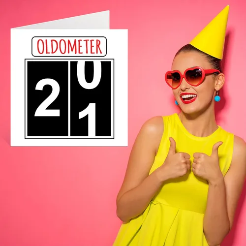 Vista 7 de Divertidas tarjetas de cumpleaños 21 para hombres y mujeres, Oldometro, tarjeta de feliz cumpleaños para hijo, hija, hermano, hermana, nieto, nieta
