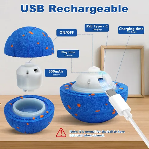 Vista 8 de Magicorange Juguetes interactivos para perros, juguetes automáticos de bolas rodantes para perros, bolas de tenis con efecto rodante para cachorros