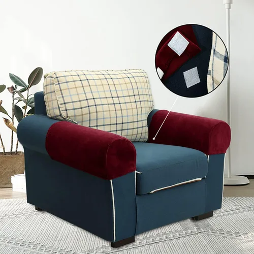 Vista 7 de XMNTG Juego de 2 fundas elásticas para reposabrazos de color beige, terciopelo suave, antimanchas, lavables para sillas, sofá, sillón reclinable