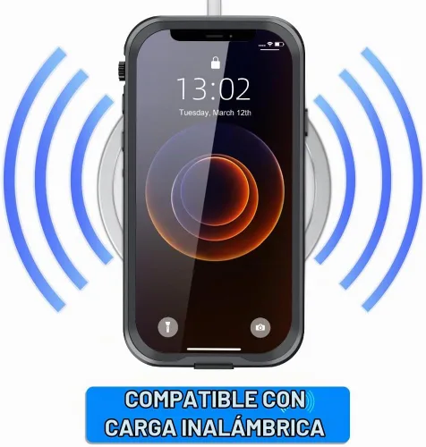 Vista 6 de Funda impermeable para iPhone 12 Mini, cobertura completa IP68, impermeable, a prueba de golpes y polvo con protector de pantalla integrado