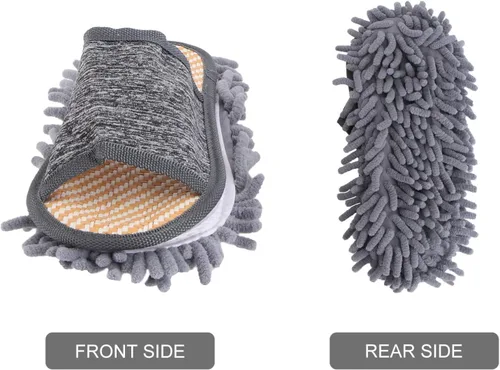 Vista 17 de Zapatillas de limpieza de pisos de microfibra, zapatos lavables para limpiar el polvo, zapatos de trapeador desmontables para limpieza de pisos