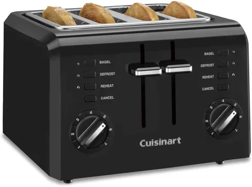 Vista 7 de Cuisinart Tostadora compacta de plástico de 4 rebanadas, color negro, CPT-142BKP1 CPT-142BKP1, Cuisinart toaster 4 slice capacity with wide slots