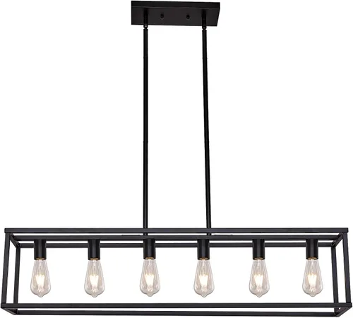 Vista 8 de 5 luces de isla de iluminación de níquel cepillado para comedor, lámpara colgante de granja moderna isla de cocina, iluminación lineal de granja