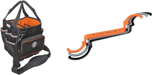Vista 13 de Klein Tools 55419SP-14 Bolsa de herramientas con correa para el hombro tiene 14 bolsillos para almacenamiento de herramientas, puede adaptarse a