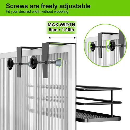 Vista 6 de Orimade Organizador ajustable para colgar sobre la puerta de la ducha con ganchos, estante organizador de baño, estante de almacenamiento, cesta