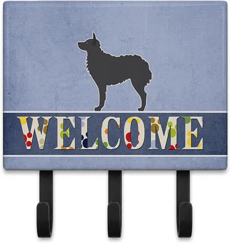 Vista 49 de Caroline's Treasures Afghan Hound - Gancho de pared de bienvenida, triple, multicolor Afghan Hound Welcome artwork on ceramic tile with three