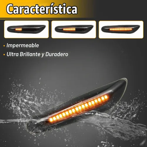 Vista 5 de X AUTOHAUX Señales de giro laterales LED completas para BMW 1 3 5 Serie E36 E46 E60 E87 E90 E92 X1 X3 63133418447 63133418448 Ensamblajes de luz