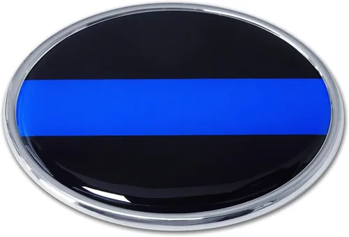Vista 11 de Elektroplate Emblema negro de metal de línea azul delgada de policía para automóviles, camiones y todos los automóviles, ajuste universal de 3.8 x