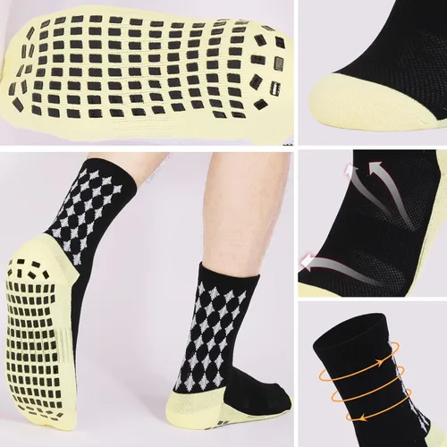 Vista 4 de L04AYABY Grip Socks - Calcetines deportivos de fútbol para hombre, antideslizantes, calcetines acolchados para correr, fútbol, paquete de 134