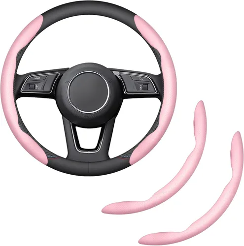 Vista 8 de Funda para volante de 2 piezas, protector de volante segmentado de fibra de carbono, universal y antideslizante, funda protectora de cuero duradera