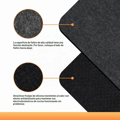 Vista 2 de SIUDANGKA 2 alfombrillas resistentes al calor para freidora de aire, cafetera, tostadora, protector de encimera rectangular negro de fieltro
