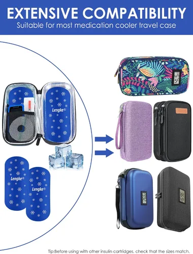 Vista 4 de YOUSHARES Ice Pakcs - Funda de viaje para enfriador de insulina, 2 paquetes de hielo grandes de 5.64 oz para diabetes, bolsas de hielo reutilizables