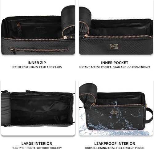 Vista 3 de LEATHER VILLAGE Kit Dopp 2, Negro carbón
