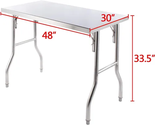 Vista 6 de Mesa de trabajo de acero inoxidable, mesa de trabajo plegable de 48 x 30 pulgadas, mesa plegable de alta resistencia con carga de 661 libras, mesa