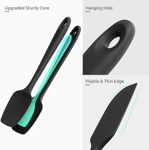 Vista 6 de Juego de espátulas de silicona U-Taste con resistencia al calor de 600 grados Fahrenheit (Negro)