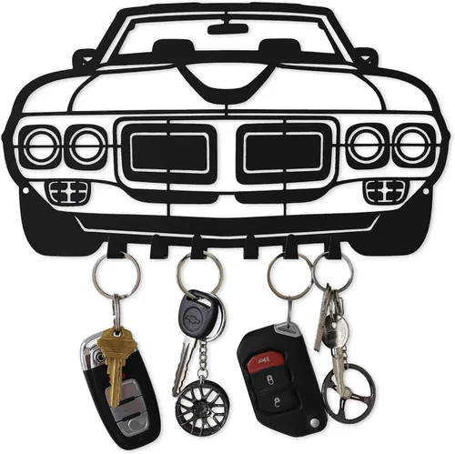 Vista 18 de MOOH Llavero de metal automotriz con 6 ganchos, regalo único para amantes de los automóviles montado en la pared para hombres y mujeres, decoración
