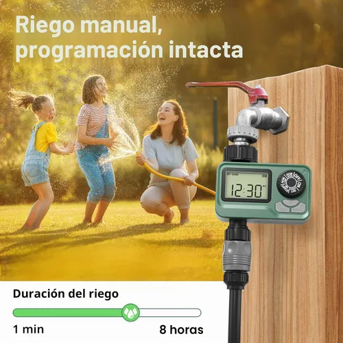 Vista 6 de BN LINK - Temporizador de agua para exteriores para manguera de jardín, temporizador programable de rociadores Hose Timer with Rain Delay, Manual