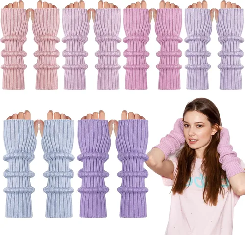 Vista 8 de Berlune 6 pares de mangas de brazo kawaii para mujer y niñas, calentadores de brazos de estilo japonés Y2K para disfraz escolar, 6