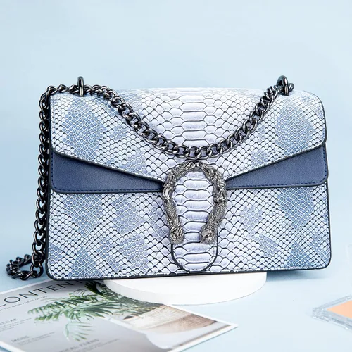 Vista 7 de Erideno Crossbody Bag Purses for Women Trendy Snake Print Purses for Women Chain Shoulder Bag Leather Handbags for Women