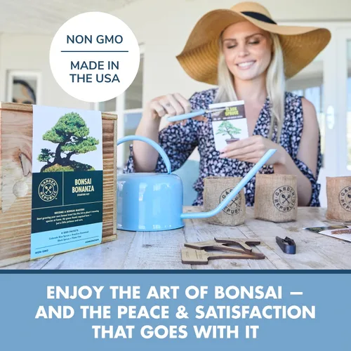 Vista 2 de Kit de principiantes de semillas de árbol Bonsai, Mini juego de cultivo de plantas Bonsai, 4 tipos de semillas, macetas, tijeras de podar