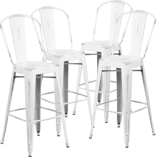 Vista 46 de Taburete Flash Furniture de bar, hecho de metal para interior y exterior, Metal, Negro