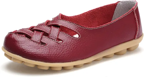 Vista 19 de VenusCelia Mocasines planos para caminar con nidos trenzados para mujer Beige