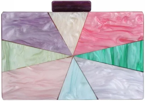 Vista 7 de YYW Monederos de mano de acrílico para mujer de boda bolso cruzado de noche multicolor con cadena desmontable