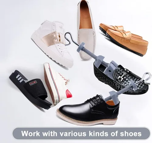 Vista 7 de 2 pares de estiradores de zapatos para hombre, longitud y ancho ajustables, ampliador de zapatos con forma de árbol para pies anchos, estiradores