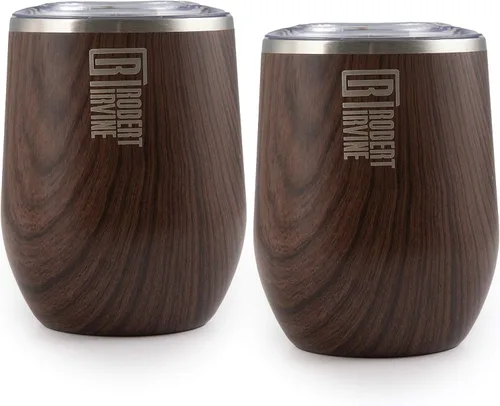 Vista 23 de Robert Irvine - Vaso térmico para vino negro de 12 onzas, juego de 2
