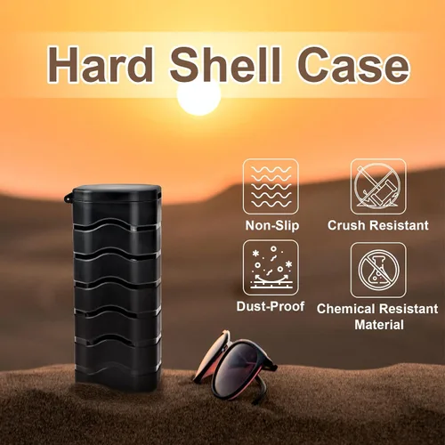 Vista 4 de Funda rígida para lentes de sol, resistente y resistente, resistente al polvo y a los arañazos, funda táctica para lentes compatible con gafas Costa