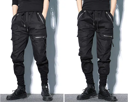 Vista 5 de MOKEWEN Pantalones deportivos tipo harén tipo cargo para hombre