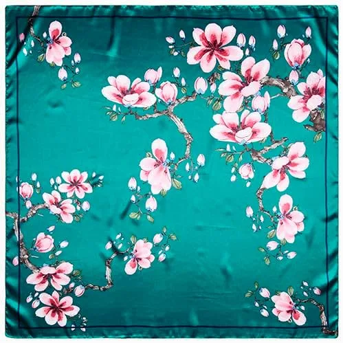 Vista 6 de vabovin Silk Like Head Scarf for Women Satin Printed Bandana for Hair Wrapping Fashion Accessory 35 Inch Square Hair Scarf