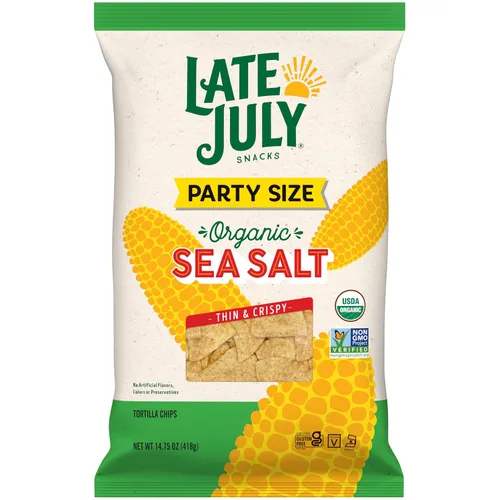 Vista 10 de Late July Patatas de maíz con sal marina orgánica, bolsa de 10.1 Oz