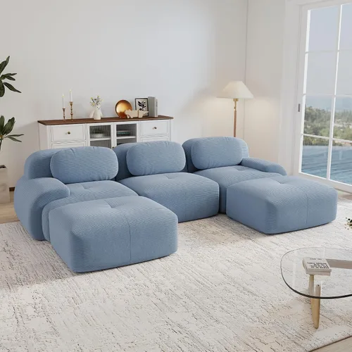 Vista 87 de Sofás seccional modular de 80" sin huesos modernos para sala de estar, juego de sofás comprimidos de 2 plazas con asiento profundo, sin necesidad