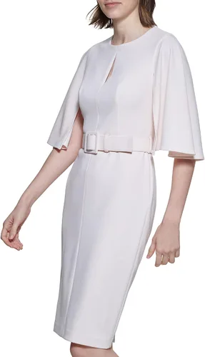 Vista 3 de Calvin Klein Vestido de manga con abertura para mujer, cinturón autocubierto con hebilla