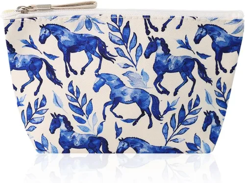 Vista 9 de Bolsa de maquillaje, organizador de viaje, neceser para mujer, pequeña funda de cosméticos para bolso, lindo embrague de almacenamiento de tela