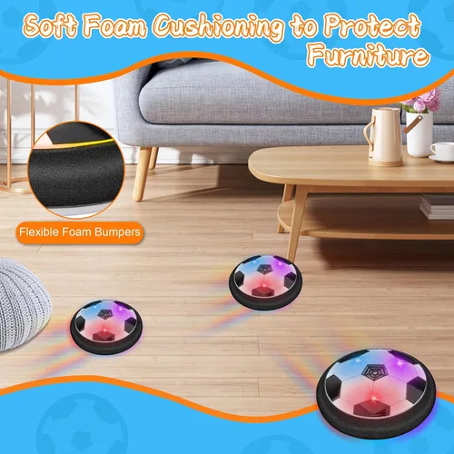 Vista 3 de Nazano Balón de fútbol LED Hover, juego de fútbol flotante con 2 porterías, juego de fútbol interior para niños y niñas, regalos de cumpleaños