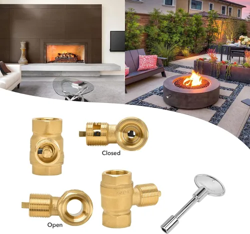Vista 5 de Skyflame Kit de válvula de llave de gas recta de 3/4 pulgadas para chimenea con brida, llave de 3 pulgadas y 8 pulgadas, cromada
