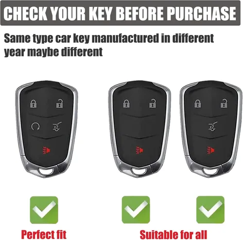 Vista 2 de Gematay Funda para llavero Cadillac, carcasa protectora para llave de coche para Cadillac Escalade CTS SRX XT5 ATS STS CT6 con 5 botones de arranque