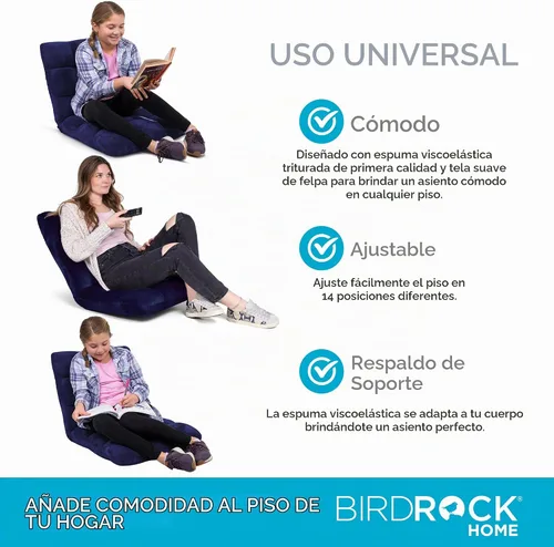 Vista 5 de BIRDROCK HOME Silla ajustable de espuma viscoelástica, ideal para jugar, leer, meditar, cómoda y versátil, adecuada para niños y adolescentes