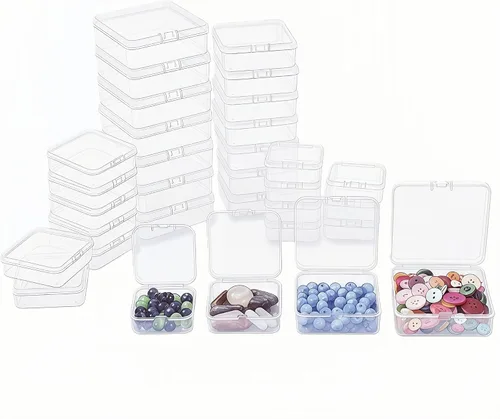Vista 14 de LJY 100 cajas de plástico cuadradas transparentes, 1.77 x 1.77 x 0.8